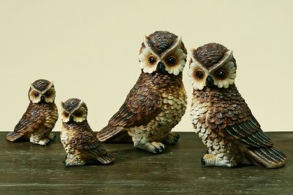 Комплект статуетки Boltze Owls, Кафяв, Полирезин, 5 x 10 см, 2 броя