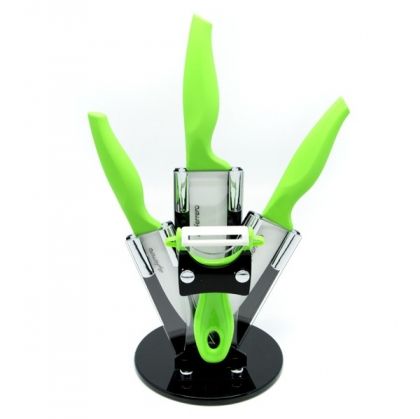 Комплект керамични ножове Luigi Ferrero, Зелен, 5 части