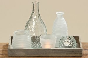 Комплект вази, свещници Boltze, Бял, Стъкло, 6 части
