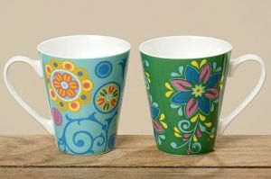 Комплект чаши за чай Boltze Boltze Floral motive, Порцелан, 330 мл, 2 броя