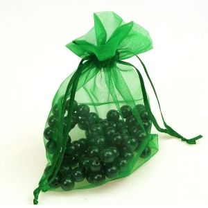 Подаръчна торбичка за бижута, Органзa, Зелен, 9 х 12 см