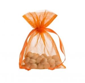 Подаръчна торбичка за бижута, Органзa, Оранжев, 9 х 12 см