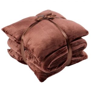 Комплект одеяло и възглавници Lovely, Кафяв, 150 х 200см, 40 х 40 см, 3 части