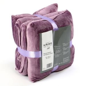 Комплект одеяло и възглавници Lovely, Лилав, 150 х 200см, 40 х 40 см, 3 части