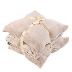 Комплект одеяло и възглавници Lovely, Бежов, 150 х 200см, 40 х 40 см, 3 части