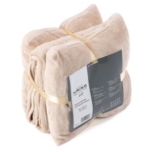 Комплект одеяло и възглавници Lovely, Бежов, 150 х 200см, 40 х 40 см, 3 части