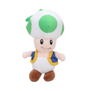 Плюшена играчка Super Mario Mushroom Green, 15 Х 25 см