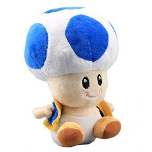 Плюшена играчка Super Mario Mushroom Blue, 10 Х 16 см