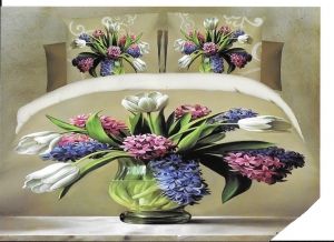 Спален комплект Flower Vase, Сатен, Тип спалня, 3D ефект