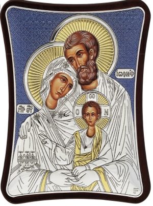 Сребърна икона Светото Семейство, 8.5 х 10 см, Сребро 925