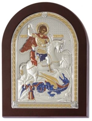 Сребърна икона Свети Георги “Победоносец”, 10 х 14 см, Сребро 925