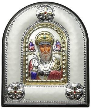 Сребърна икона на Свети Николай Чудотворец