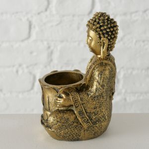 Свещник за чаена свещ с фигура на Буда Stars Home Jarven Antique, 8 х 14 см