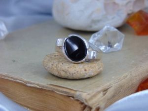 Сребърен пръстен за мъж с черен оникс