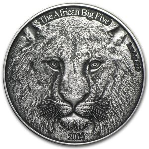 Сребърна монета "The African Big Five Lion" Burkina Faso, 2014 г.